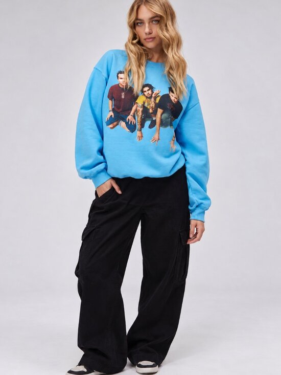 Daydreamer Tops - Daydreamer Blink 182 Photo Oversized Crew Sweatshirt